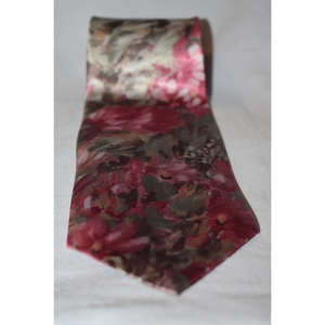 Vintage Ketch Pinks and Muted Greens and Greys Floral Tie 3.5"‎ wide